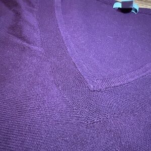 J. Jill Pure Jill V Neck Plum Sweater 3/4 length sleeves Suze 2X EUC